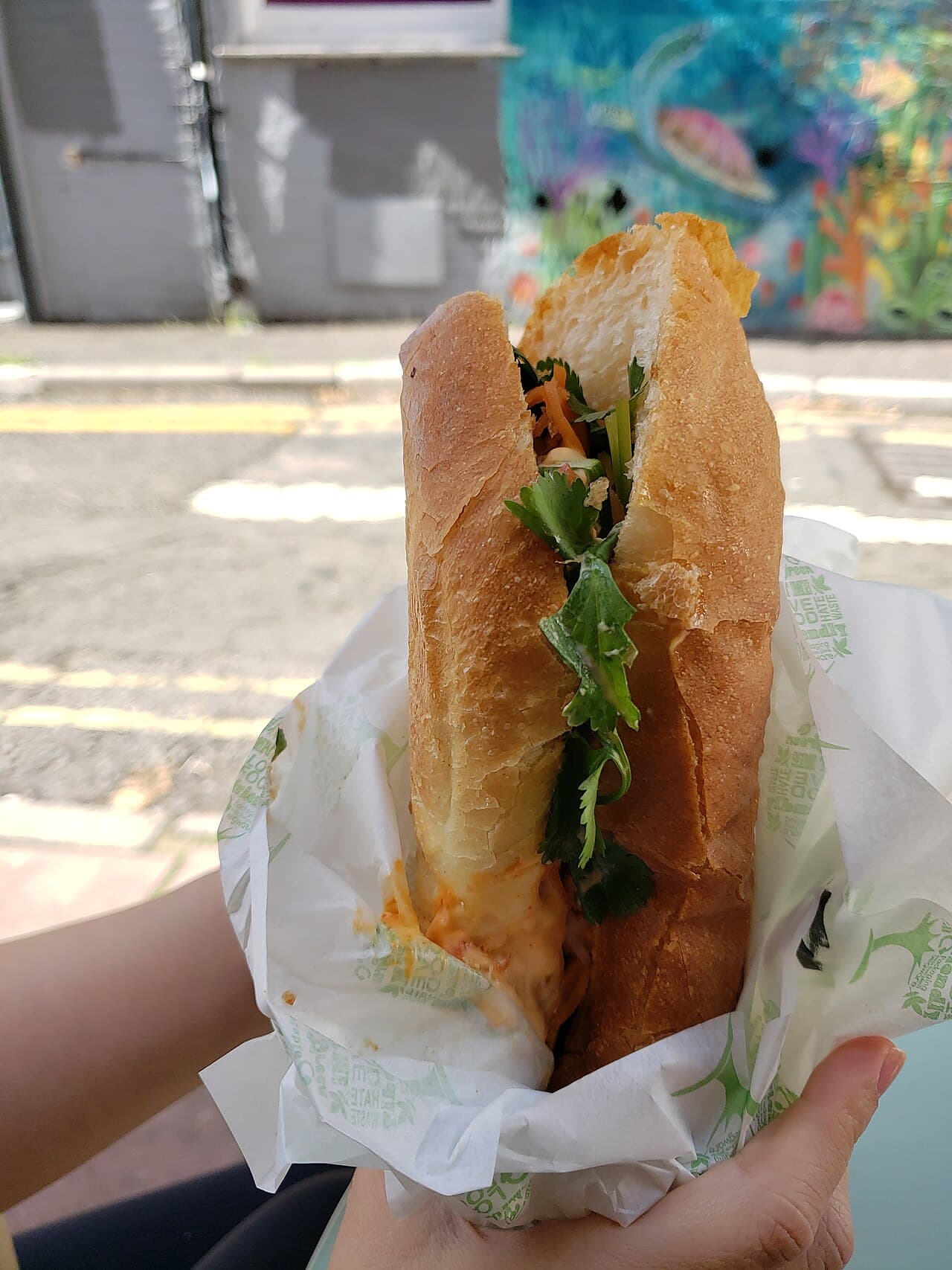 Banh mi sandwich on a plate