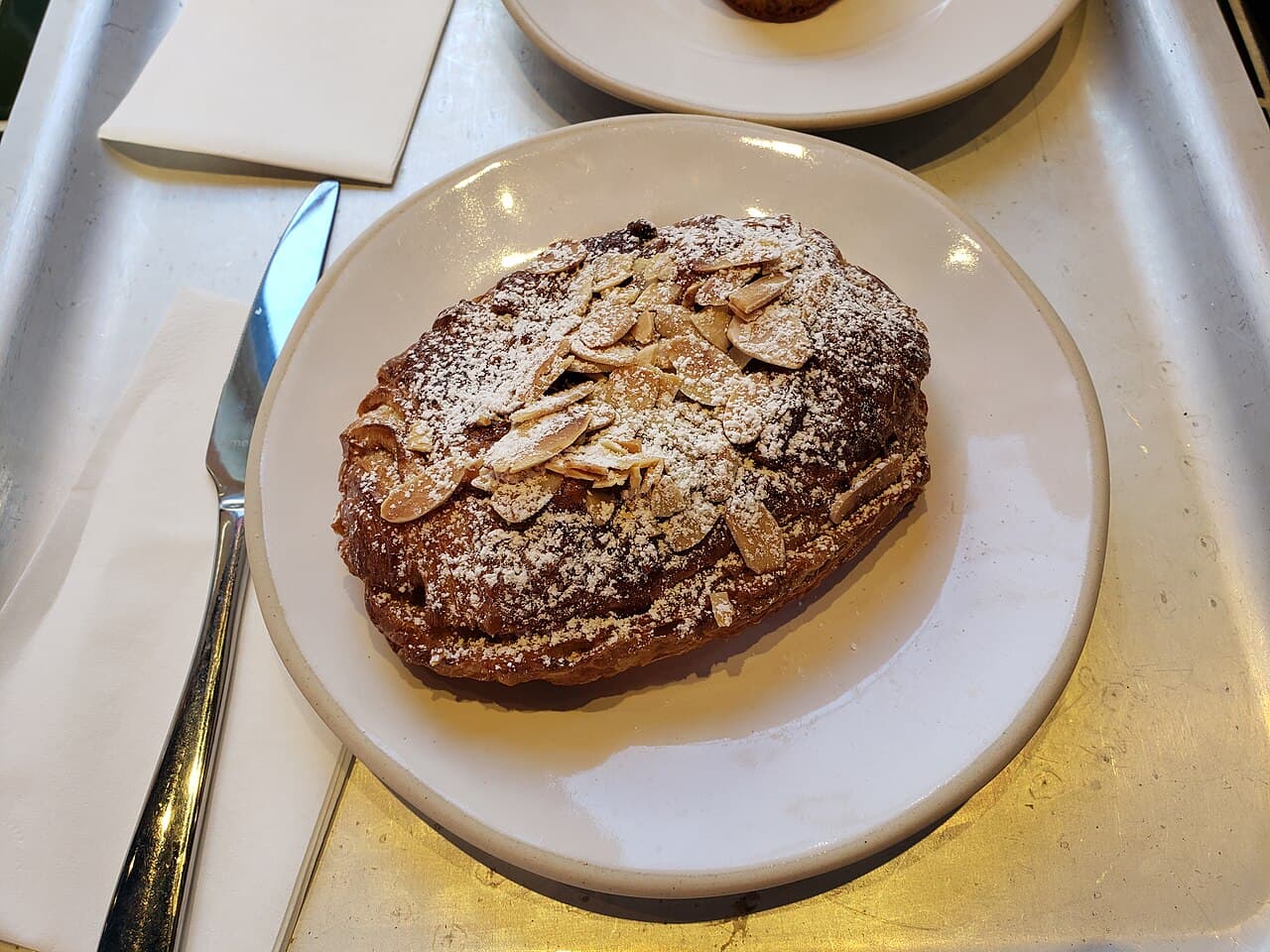 Chocolate croissant on a plate