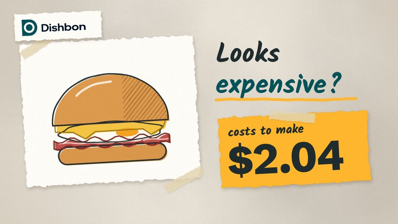 A bacon, egg and cheese sandwich beside the headline Looks expensive, with a note that it costs $2.04 to make